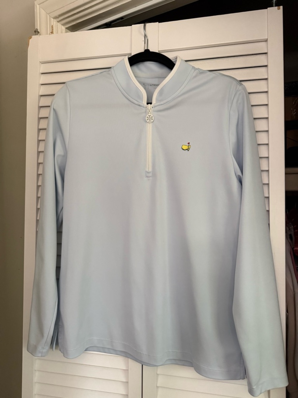 Tory Sport for Masters Light Blue Long Sleeve 1/4 Zip Pullover with Yellow Logo